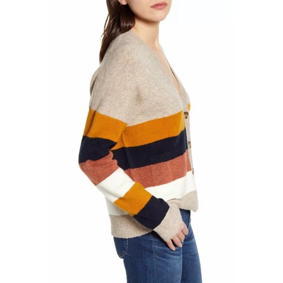 Madewell Kent Staunton Stripe Wool Ex Boyfriend Button Front Cardigan Size Small - Picture 3 of 7